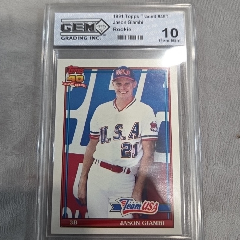 Jason Giambi Rookie 1991 Topps Traded RC GEM 10 Gem Mint Card 45T
